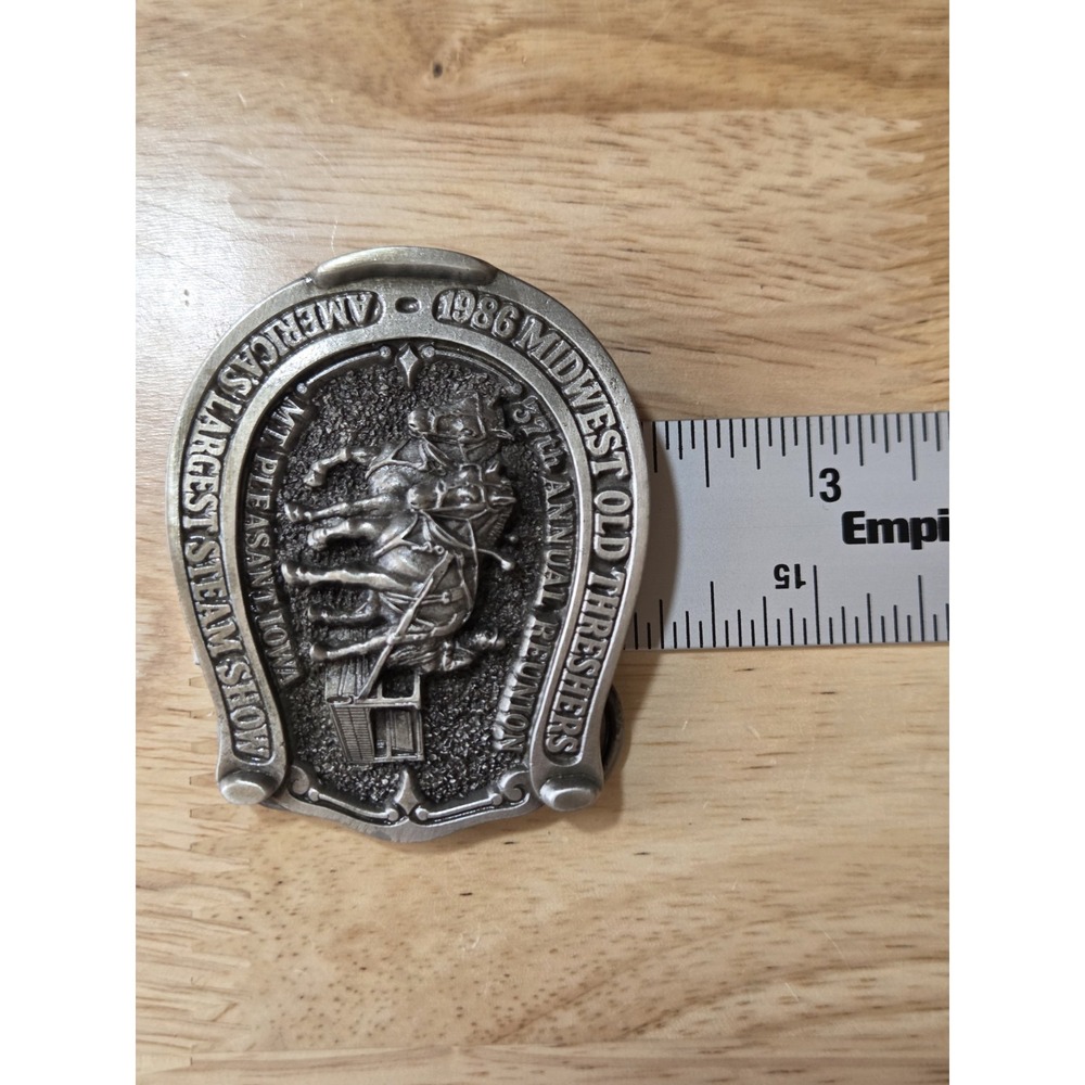 1986 Midwest Old Threshers Reunion Limited Edition Belt Buckle Iowa #321 - Picture 3 of 7